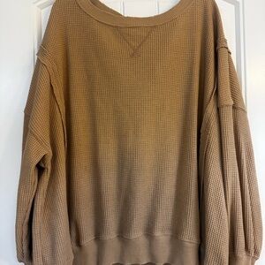 American Eagle Outfitters Tan Waffle Knit Sweater